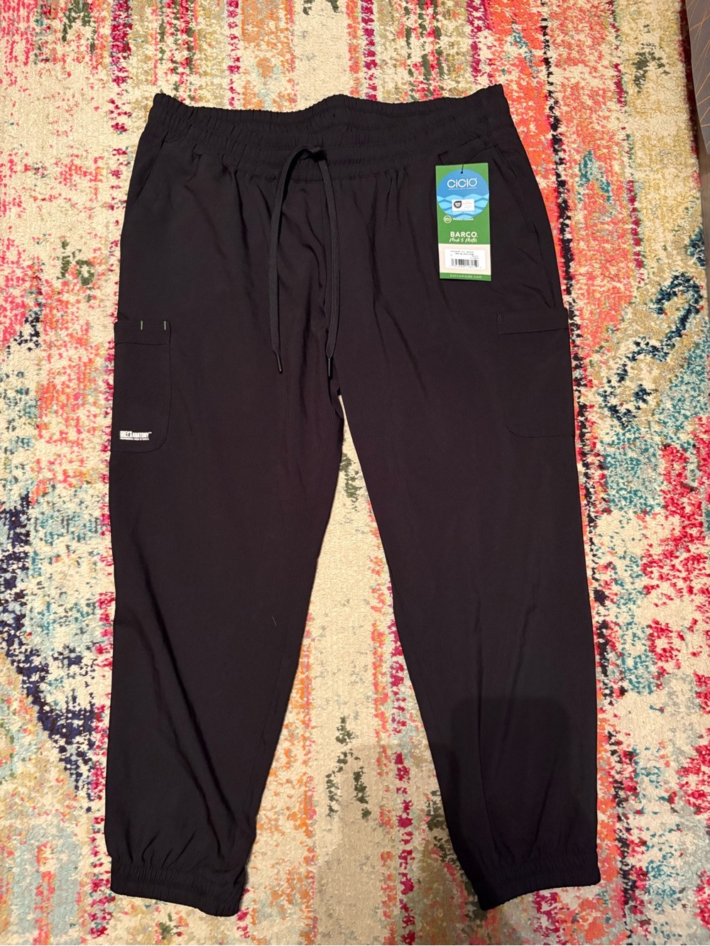 Barco Uniforms Men’s Black Jogger Scrub Pants with Drawstring